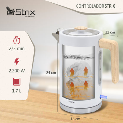 Briebe Nordic Set Tostadora Pan Ranura Ancha 2 Rebanadas + Hervidor Agua Eléctrico 1,7l Inalámbrico, Skt1167wht,blanco_3