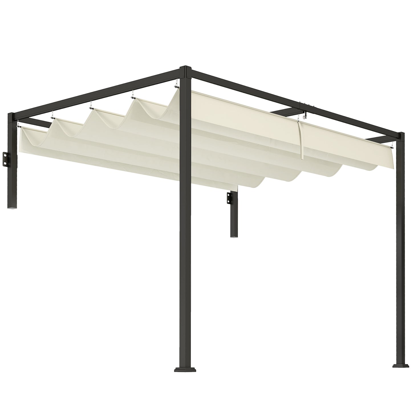 Outsunny Pérgola Con Techo Retráctil 3x2 M Con Tela De Poliéster Crema_0