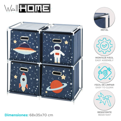 Well Home Estanteria Cajonera Con 4 Estantes En Metal H.70cm_1