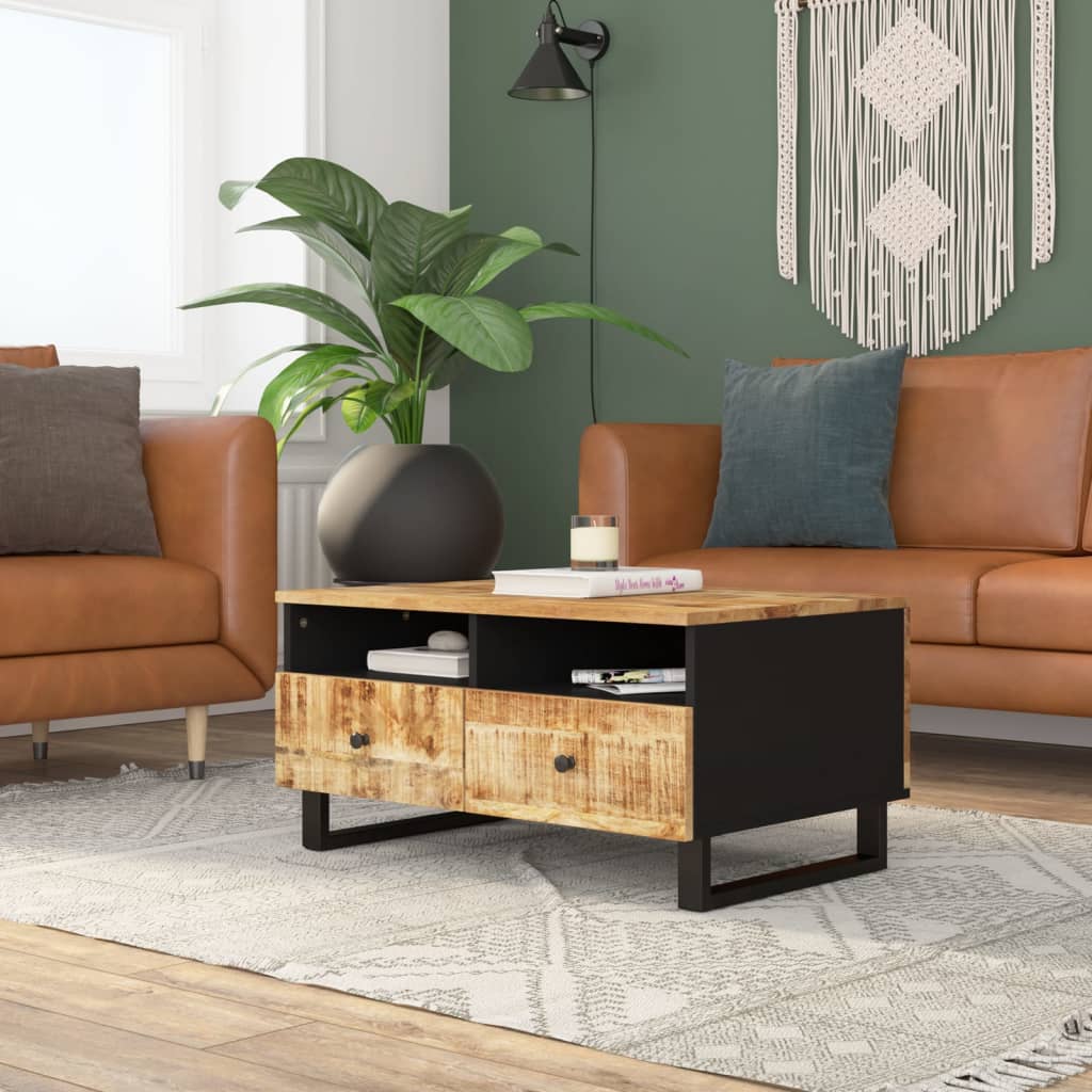 Mesa De Centro Madera Maciza Mango Y Contrachapada 80x54x40 Cm_1