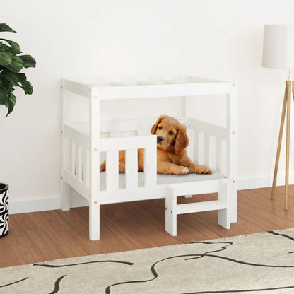 Vidaxl Cama Para Perros Madera Maciza De Pino Blanco 75,5x63,5x70 Cm_1