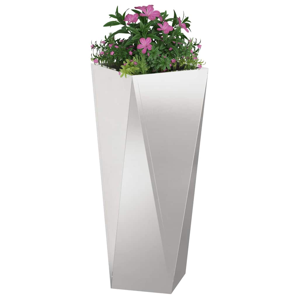 Jardinera 2 Uds. Plateado 30 X 30 X 75 Cm Acero Inoxidable_2