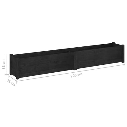 Vidaxl Jardineras 2 Unidades Madera Maciza De Pino Negro 200x31x31 Cm_2
