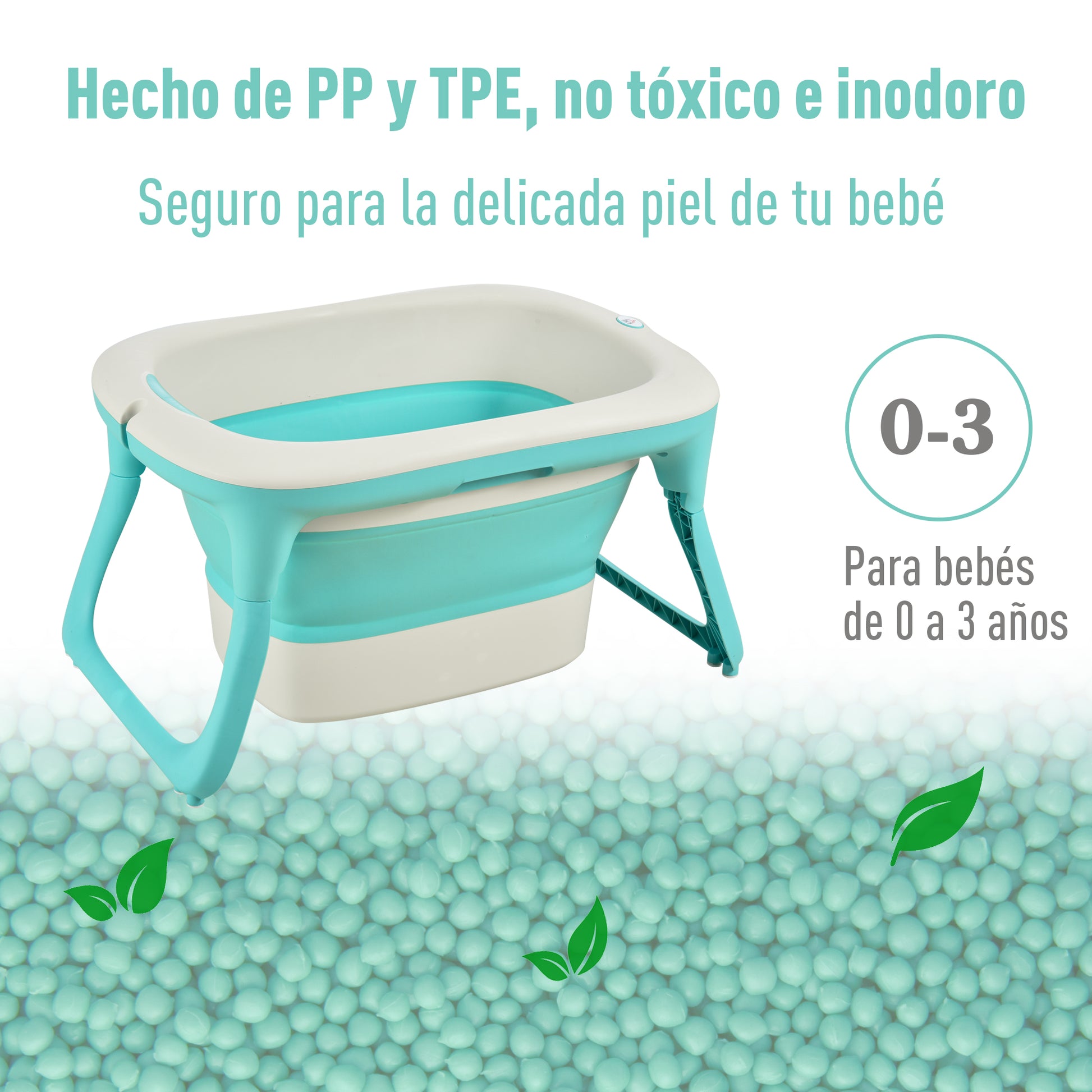 Homcom Bañera Para Bebé De 0-3 Años Plegable Y Portátil Con Accesorios_5