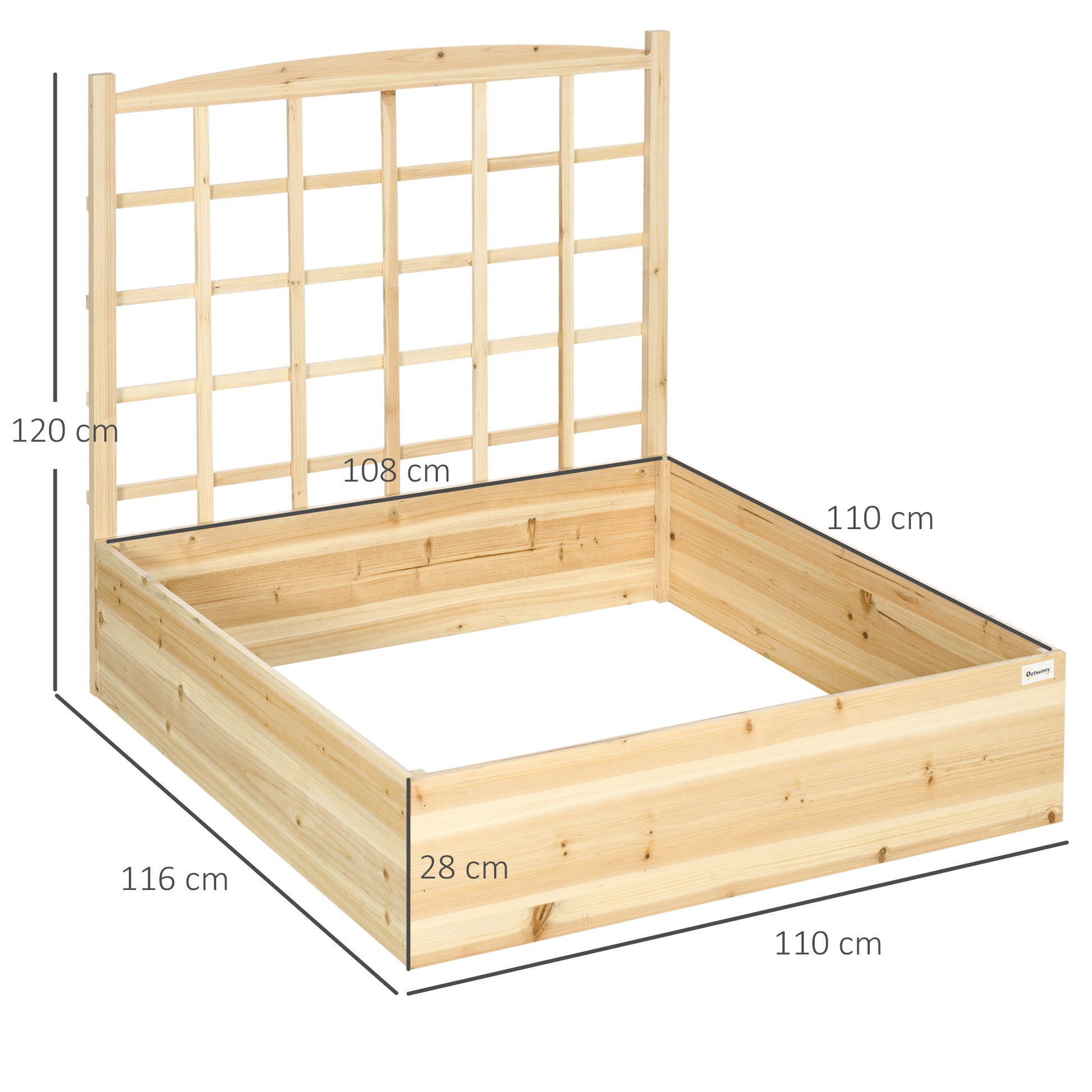 Outsunny Jardinera De Madera Con Enrejado Para Cultivos Verduras 110x116x120 Cm_2