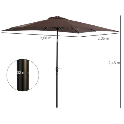Outsunny Sombrilla De Jardín 2,7x2x2,5 M Con Techo Inclinable Luces Led Marrón_2