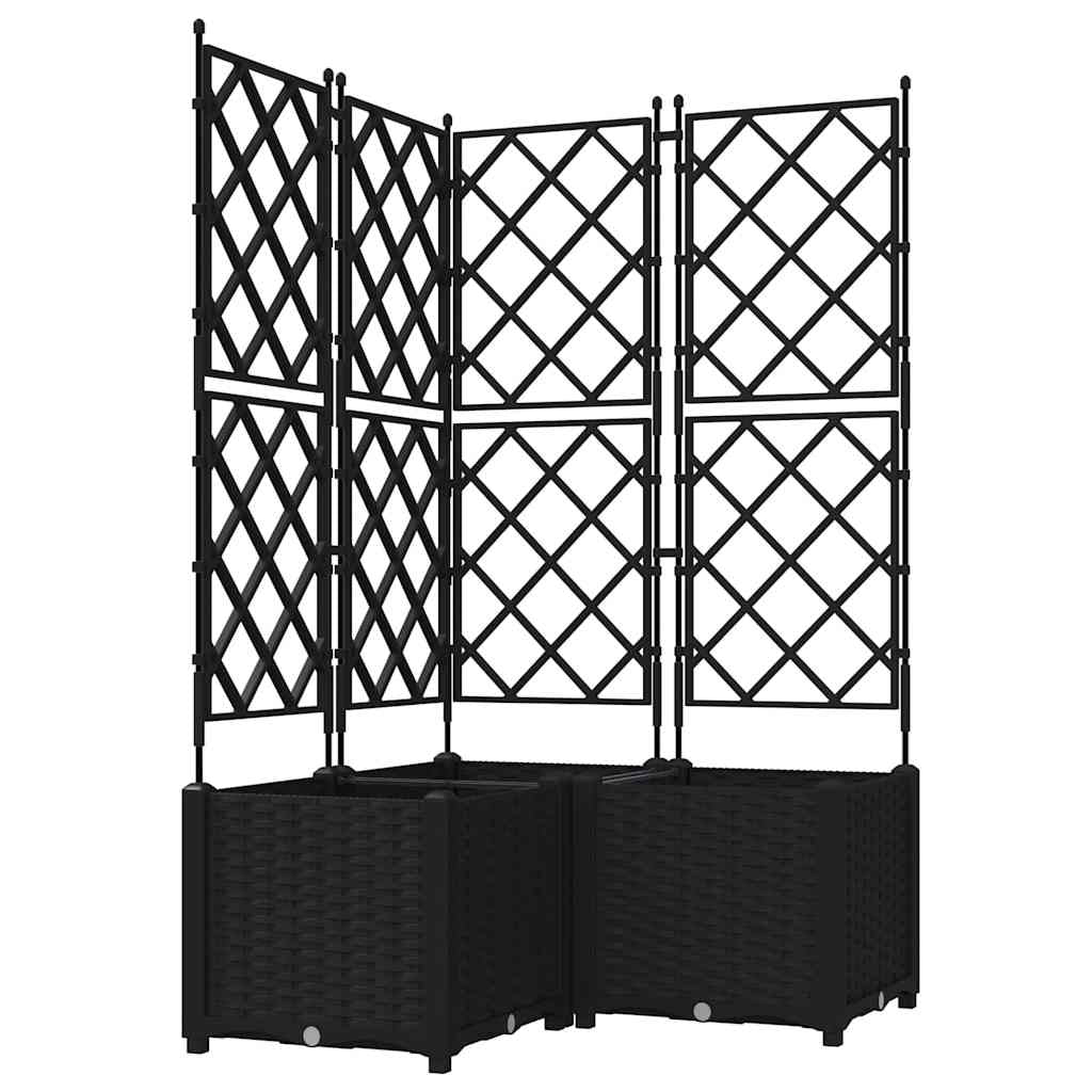Vidaxl Maceta De Jardín Con Enrejado 3 Pcs Negro 80 X 80 X 143 Cm Pp_0