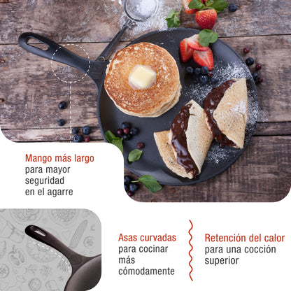 Victoria Plancha Cocina Inducción Comal Hierro Fundido Curado Para Pizza, Tortillas 26,6cm Fuego, Barbacoa, 32999_2