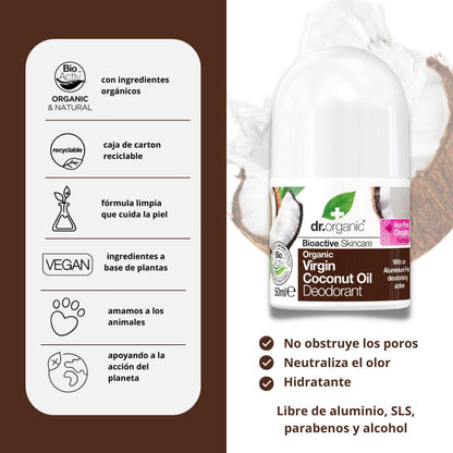 Desodorizante de óleo de coco Dr. Organic 50 ml