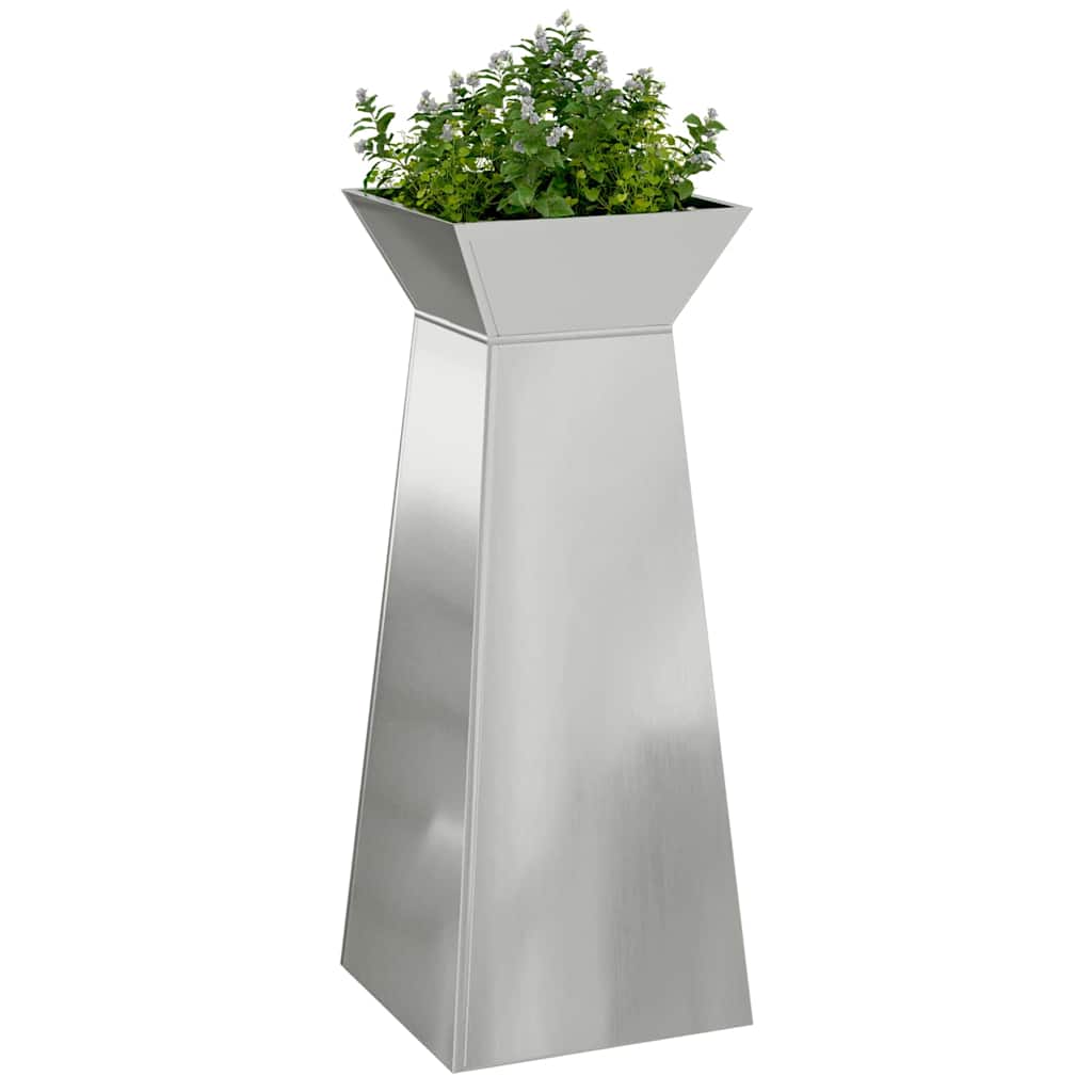 Maceta Pilar Plateado 40 X 40 X 100 Cm Acero Galvanizado_2