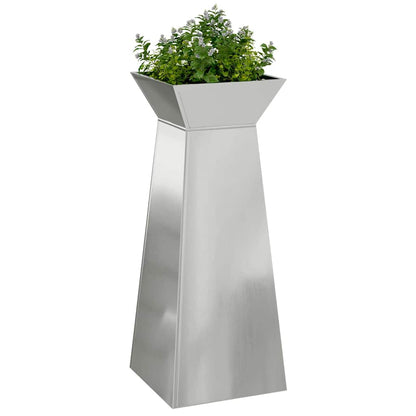 Maceta Pilar Plateado 40 X 40 X 100 Cm Acero Galvanizado_2