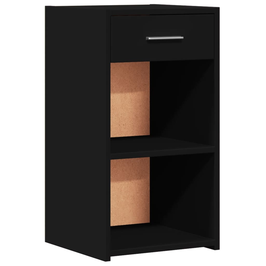 Mesita De Noche Madera De Ingeniería Negro 35x34x65 Cm_0