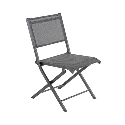 Silla De Exterior Plegable, Tamaño: 48x48x84 Cm, Aluminio Doble Reforzado Color Antracita, Textilene Color Plata Y Negro_0