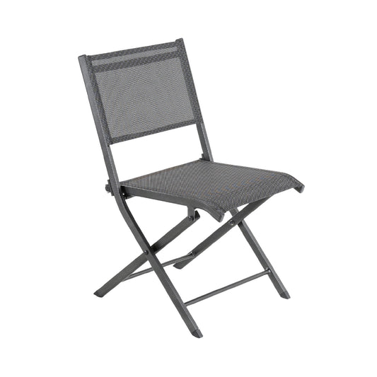 Silla De Exterior Plegable, Tamaño: 48x48x84 Cm, Aluminio Doble Reforzado Color Antracita, Textilene Color Plata Y Negro_0