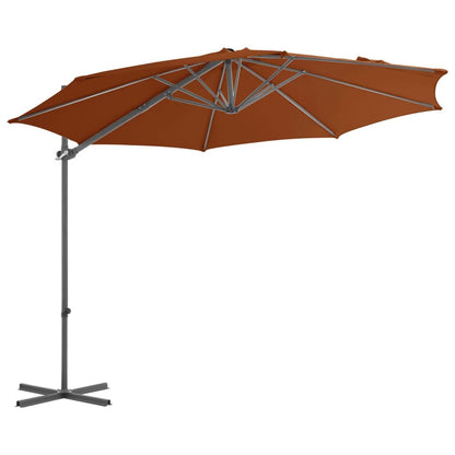 Vidaxl Sombrilla De Jardín Voladiza Con Palo De Acero Terracota 300 Cm_1