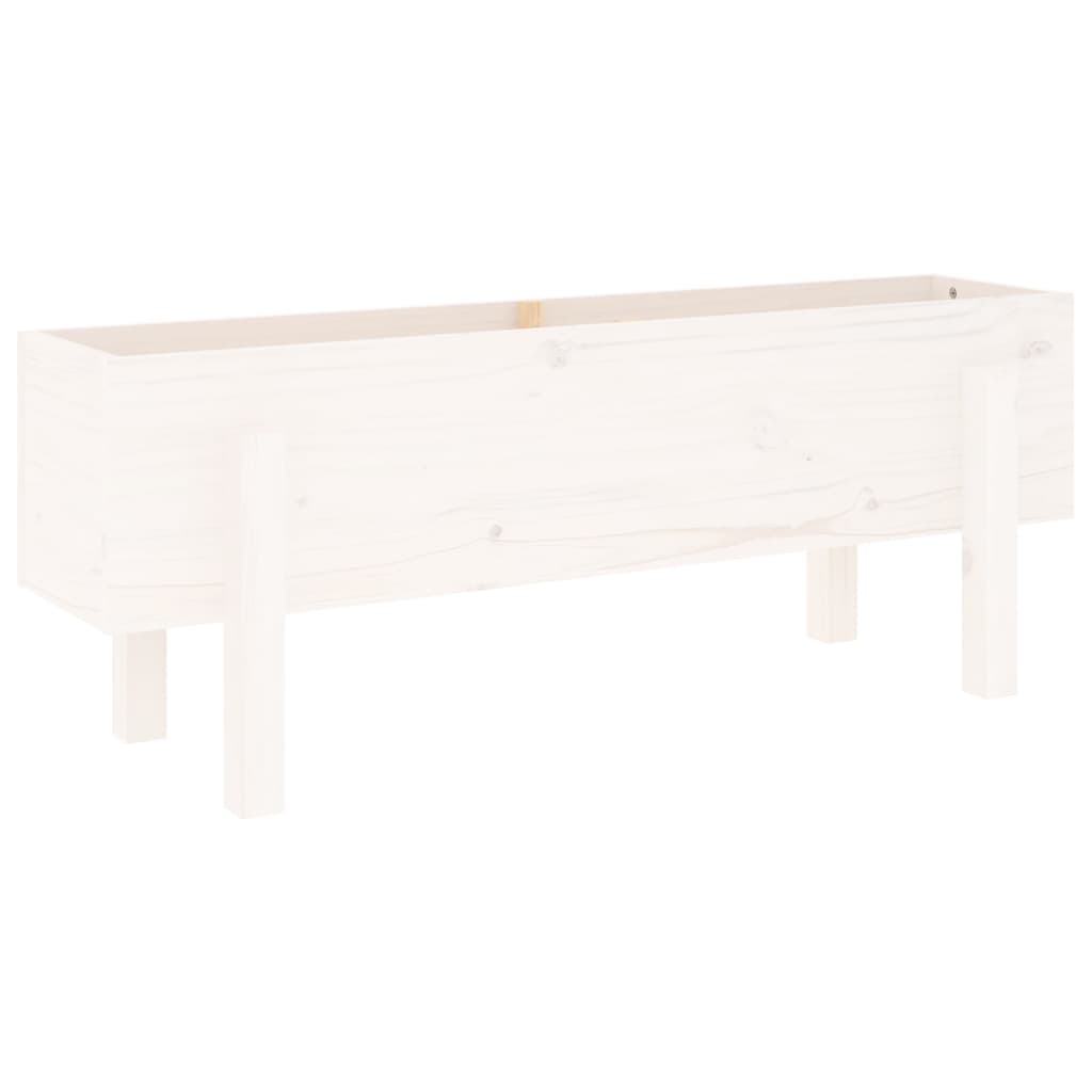 Arriate Elevado De Jardín Madera Maciza Pino Blanco 101x30x38cm_0