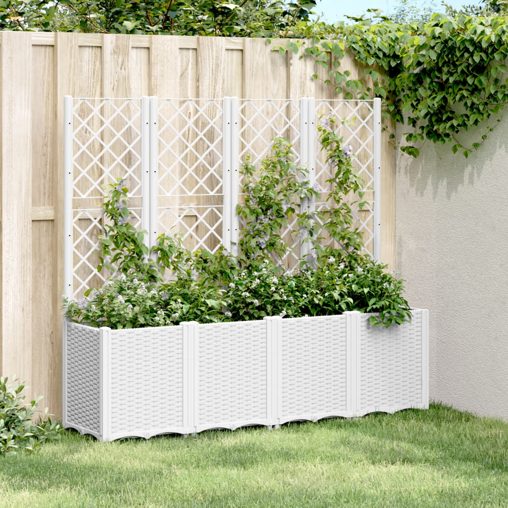 Jardinera Con Enrejado Pp Blanco 160x40x140 Cm_1