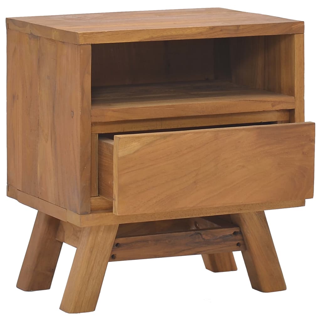 Mesita De Noche De Madera Maciza De Teca 40x30x45 Cm_0