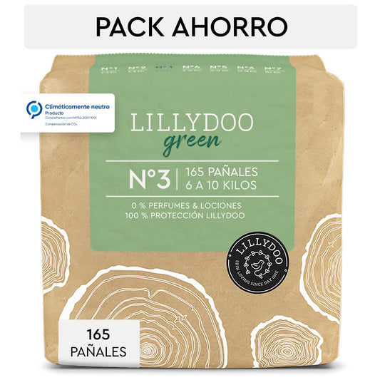 Lillydoo Green Pack de Fraldas, Tamanho 3, 6-10 kg, 165 unidades