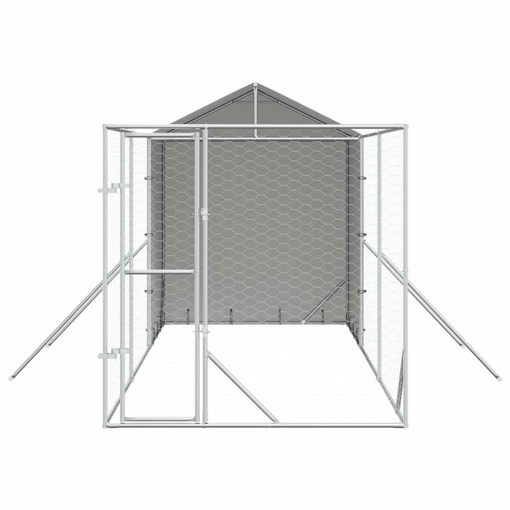 Perrera De Exterior Con Toldo Acero Galvanizado Plata 2x6x2,5 M_4