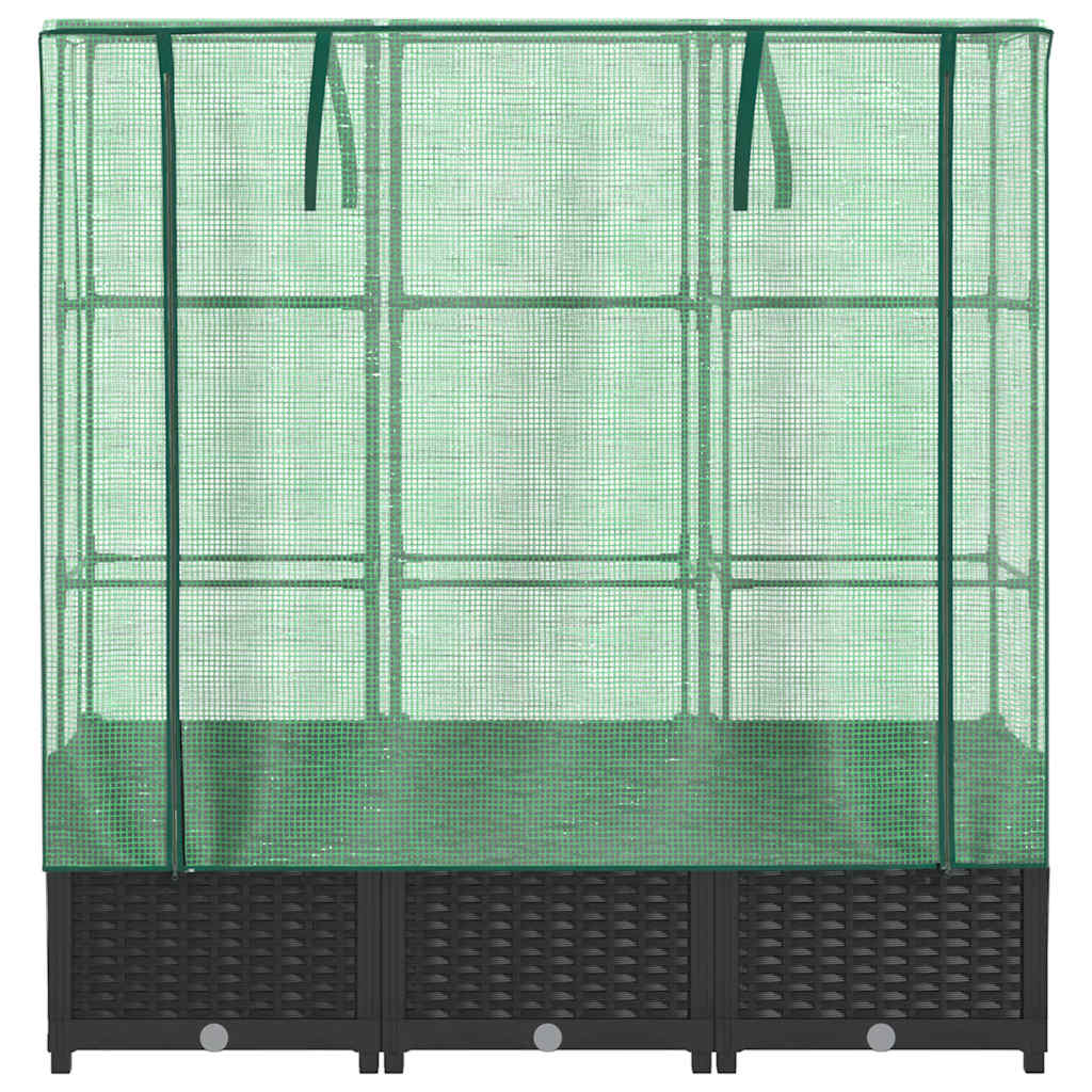 Arriate Con Cubierta Invernadero Aspecto Ratán 120x40x138 Cm_3