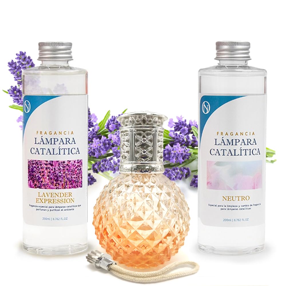 Pack Lámpara Catalítica Orange Diamonds + Fragancia Lavender Expression 500ml + Limpiador Neutro 200ml + Mecha Repuesto_0