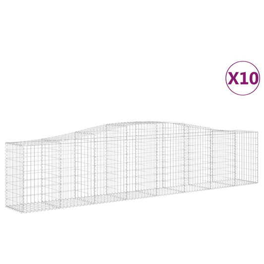 Cestas De Gaviones 10 Uds Forma De Arco Hierro 400x50x80/100 Cm_0