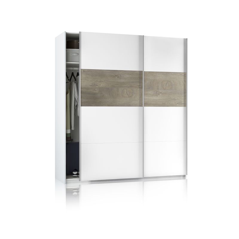 Armario Brike 180 2 Puertas Correderas Melamina, Blanco Artik, 180 X 200 X 60_4