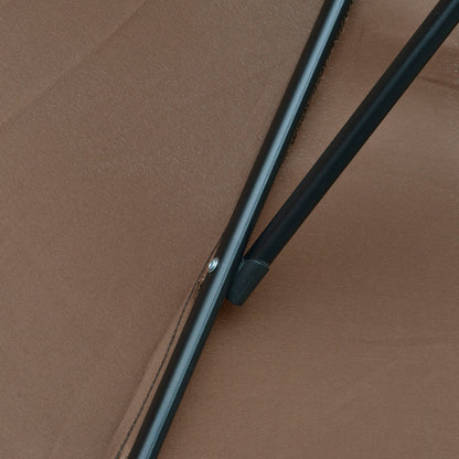 Outsunny Parasol Excéntrico Ø295 Cm Con Ángulo Ajustable Base Cruzada Café_3