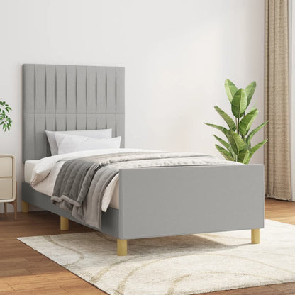 Estructura De Cama Con Cabecero De Tela Gris Claro 90x190 Cm / Vetonek_2