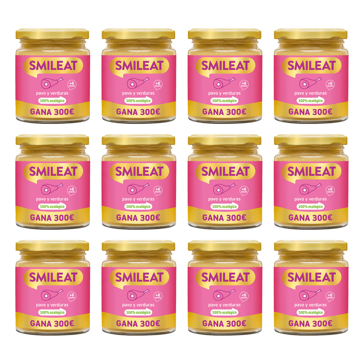 Embalagem de 12 frascos de peru e legumes biológicos Smileat +6 meses, 230g
