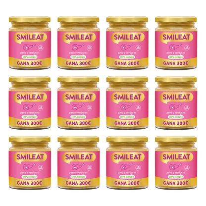 Embalagem de 12 frascos de peru e legumes biológicos Smileat +6 meses, 230g