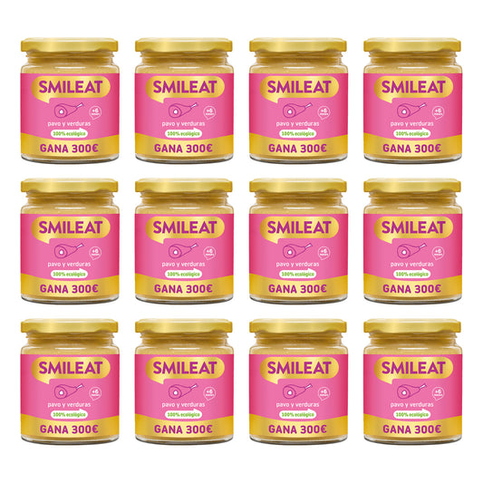 Embalagem de 12 frascos de peru e legumes biológicos Smileat +6 meses, 230g