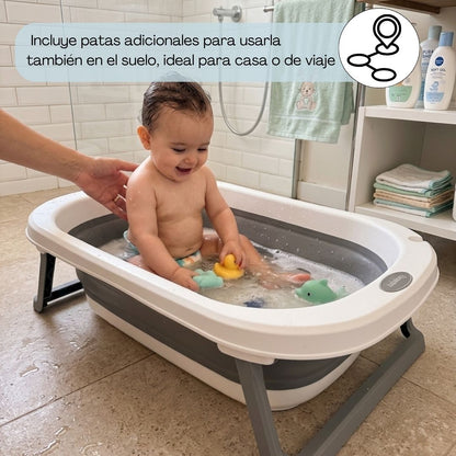 Bathby | Bañera Plegable De Bebé Con Soporte Antideslizante, Tubo De Desagüe, Cesta Y Organizador | Segura Y Ligera_1