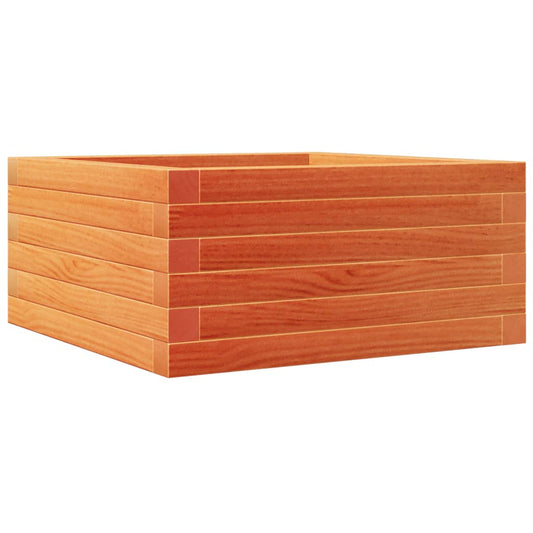 Jardinera De Madera Maciza De Pino Marrón Cera 50x50x23 Cm_0