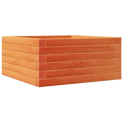 Jardinera De Madera Maciza De Pino Marrón Cera 50x50x23 Cm_0