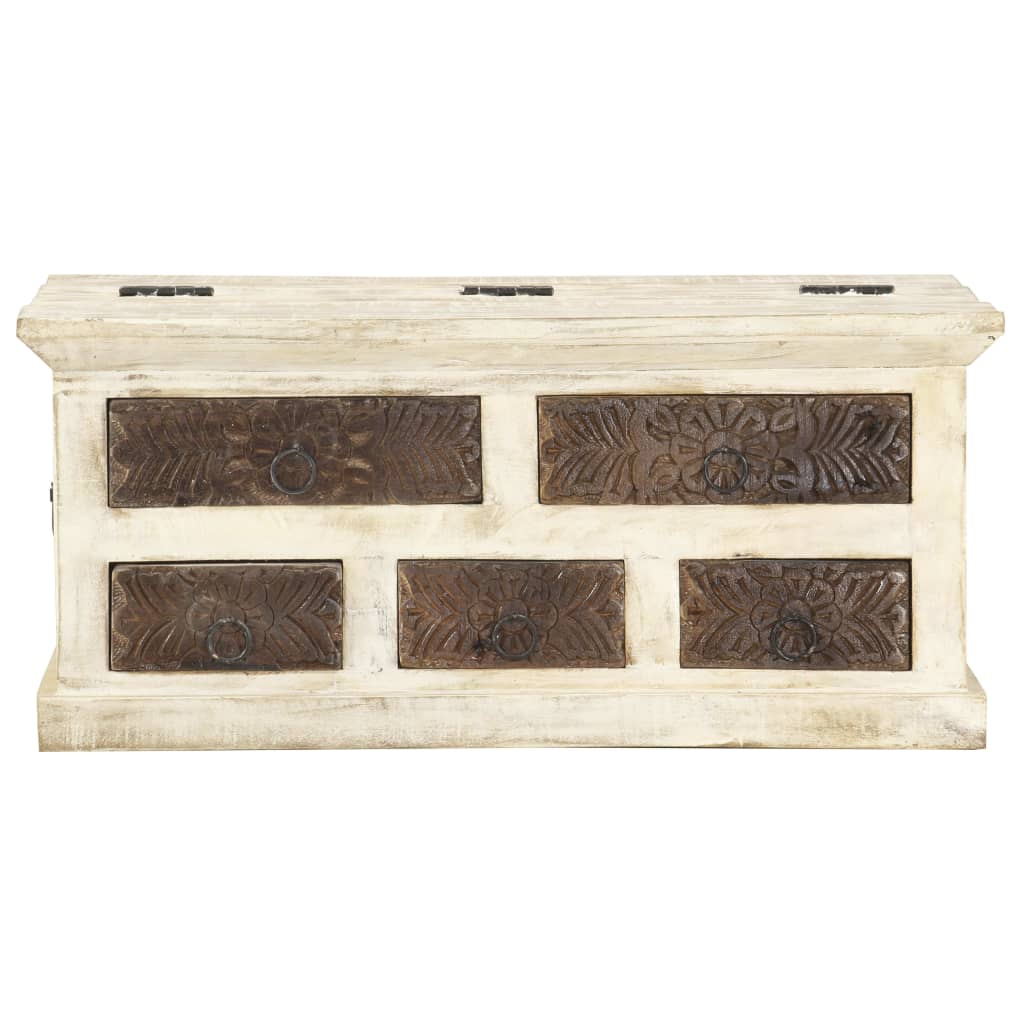Mesa De Centro De Madera Maciza De Mango Blanca 68x68x30 Cm_0