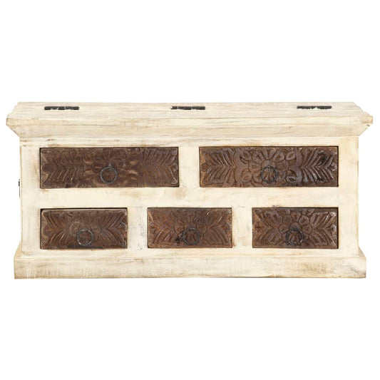 Mesa De Centro De Madera Maciza De Mango Blanca 68x68x30 Cm_0