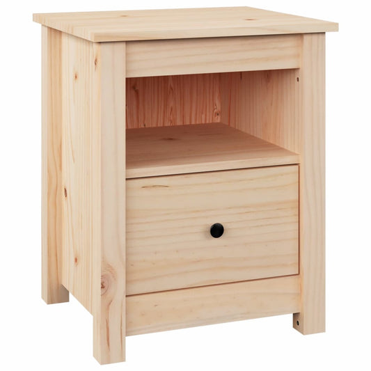 Mesita De Noche Madera Maciza De Pino 40x35x49 Cm_0