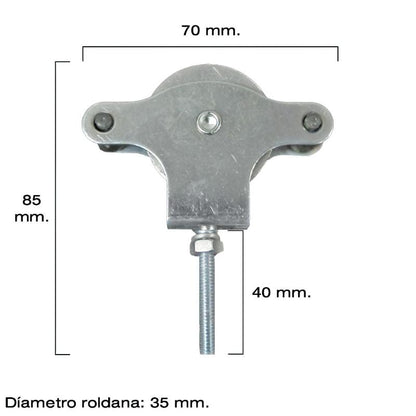 Polea Tendedero Wolfpack Zincado 40 Mm. Roldana Metal Con Tornillo_1