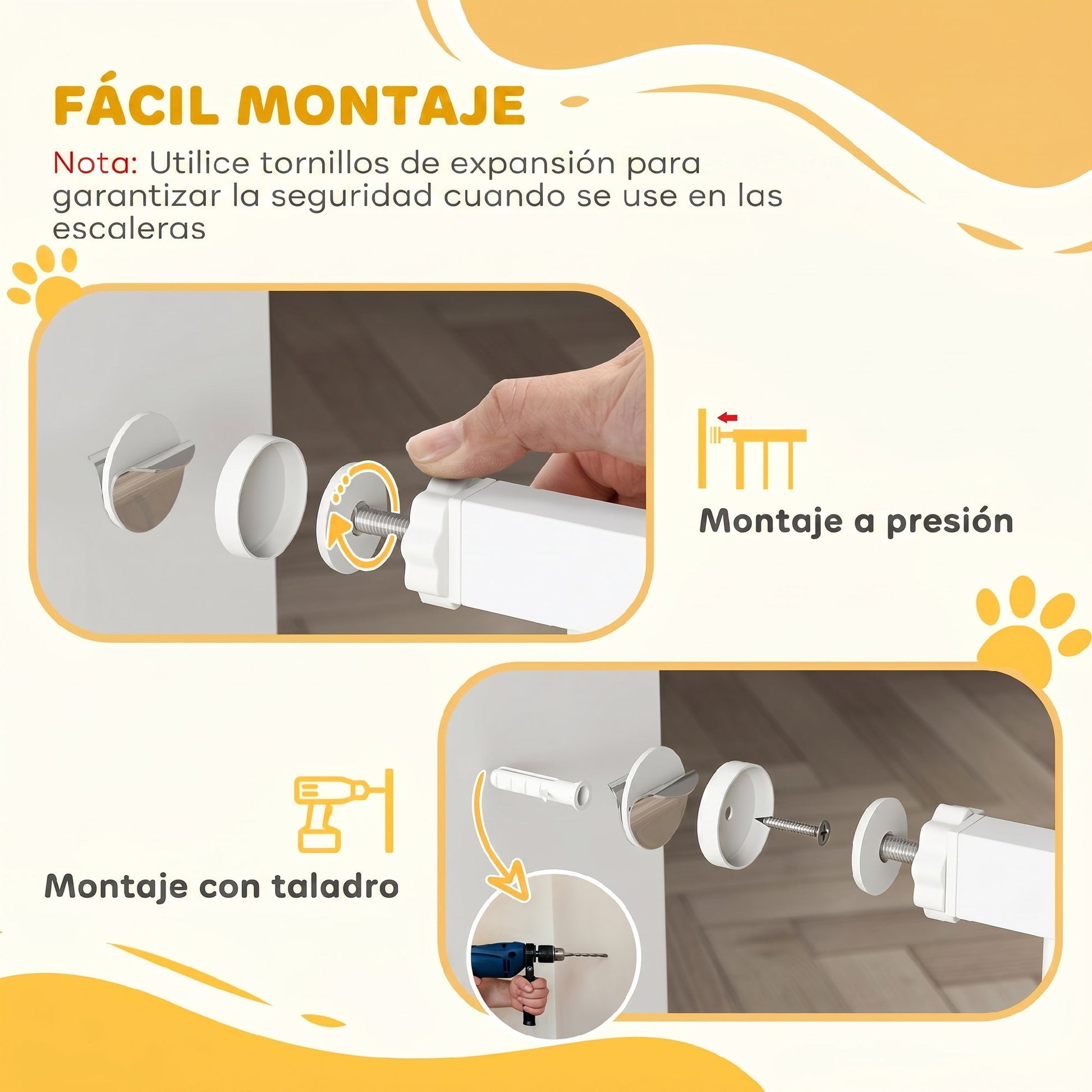 Pawhut Barrera De Seguridad De Perros Para Escaleras 75-115 Cm Con 2 Extensiones_5