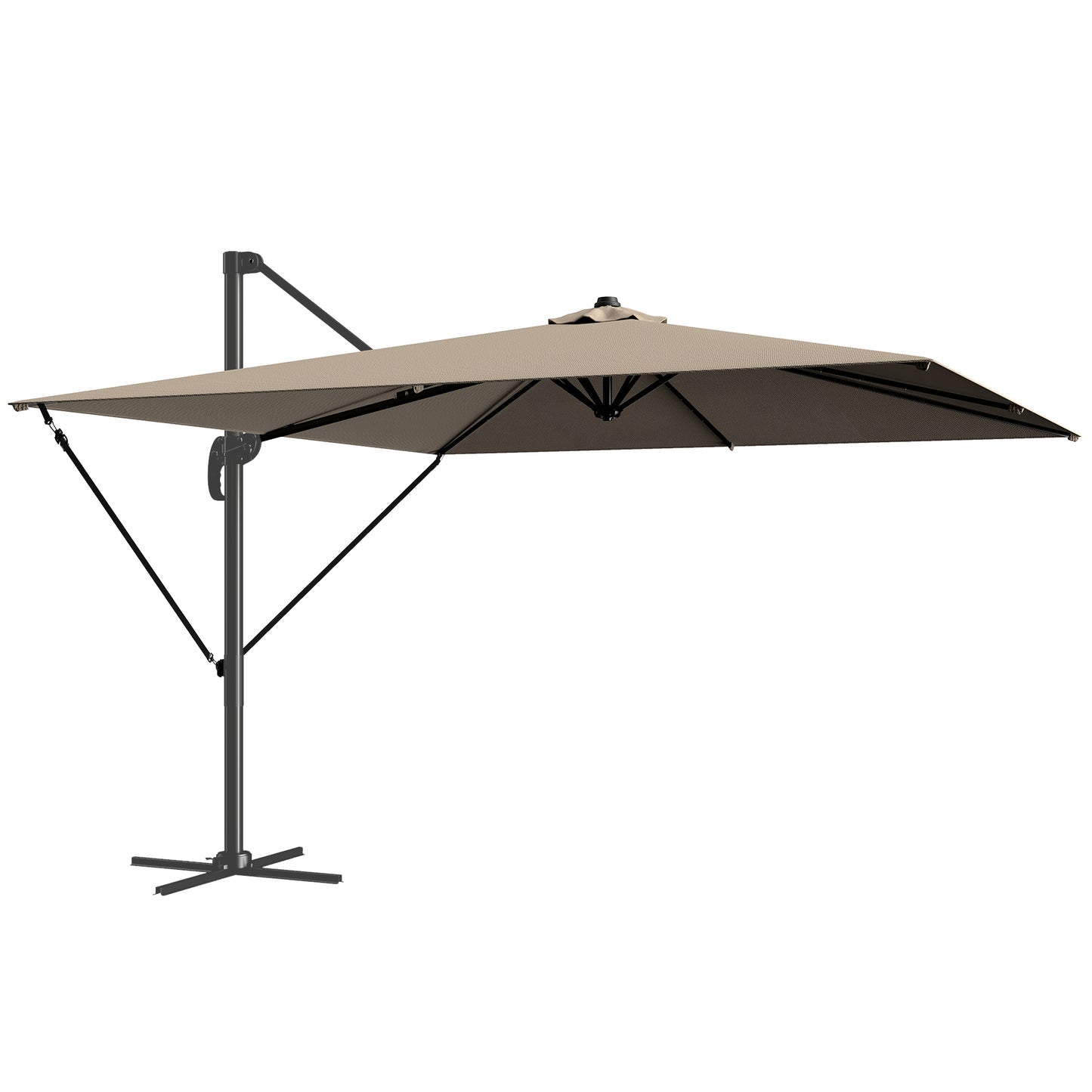 Outsunny Sombrilla De Jardín 2,9x2,9 M Con Manivela Inclinación Ajustable Caqui_0