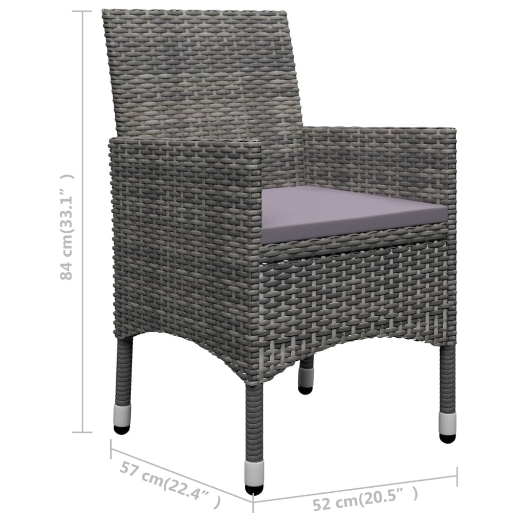 Vidaxl Juego De Comedor Para Jardín 3 Piezas Gris_2