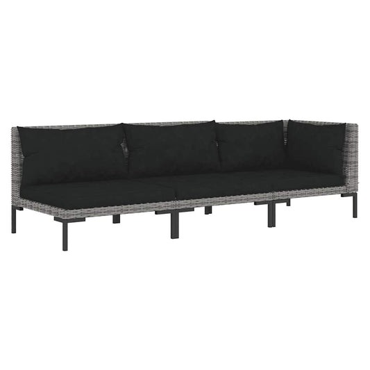 Vidaxl Muebles Jardín 3 Pzas Ratán Sintético Semicircular Gris Oscuro_0