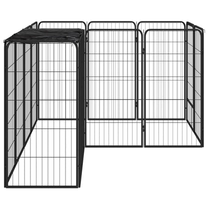 Jaula Perros 14 Paneles Acero Recubierto Polvo Negro 50x100 Cm_2