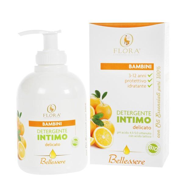 Gel íntimo especial para 3-12 anos, o Aloé Vera protege e hidrata Flora 250 ml