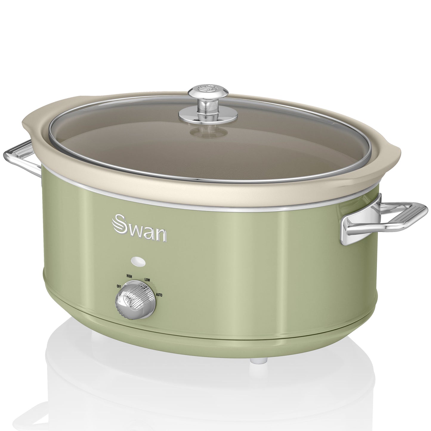 Swan Retro Olla Cocción Lenta, 6,5l, Recipiente Extraíble Antiadherente Cerámica Libre Pfoa, Vintage, Sf17031gneu, Verde_0