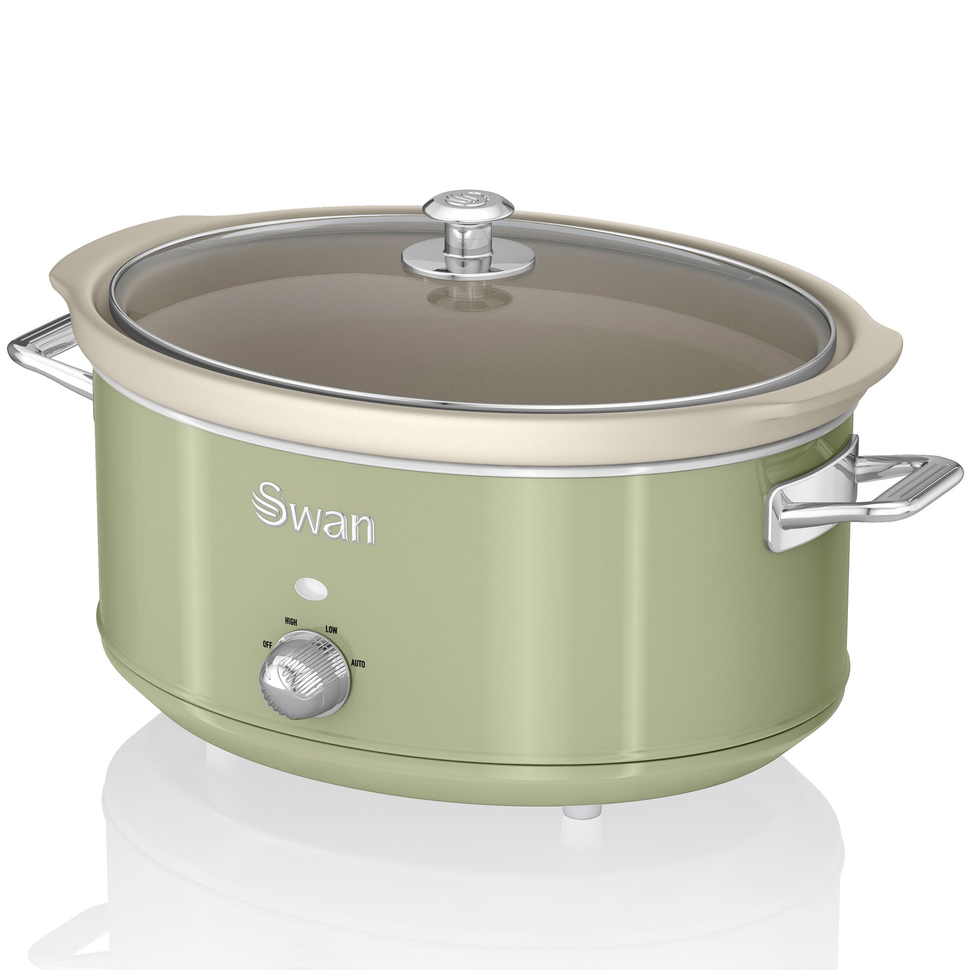 Swan Retro Olla Cocción Lenta, 6,5l, Recipiente Extraíble Antiadherente Cerámica Libre Pfoa, Vintage, Sf17031gneu, Verde_0
