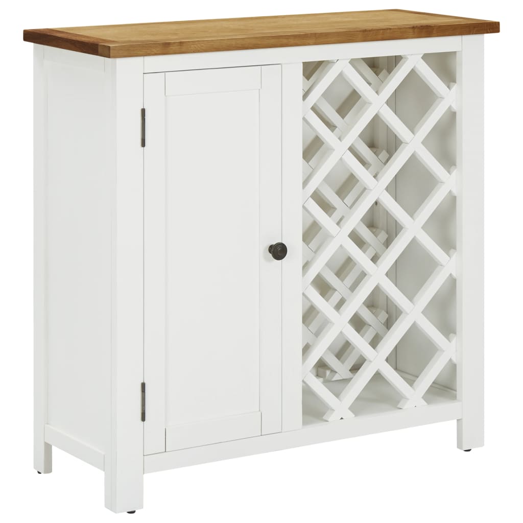 Mueble Botellero De Madera Maciza De Roble 80x32x80 Cm_0