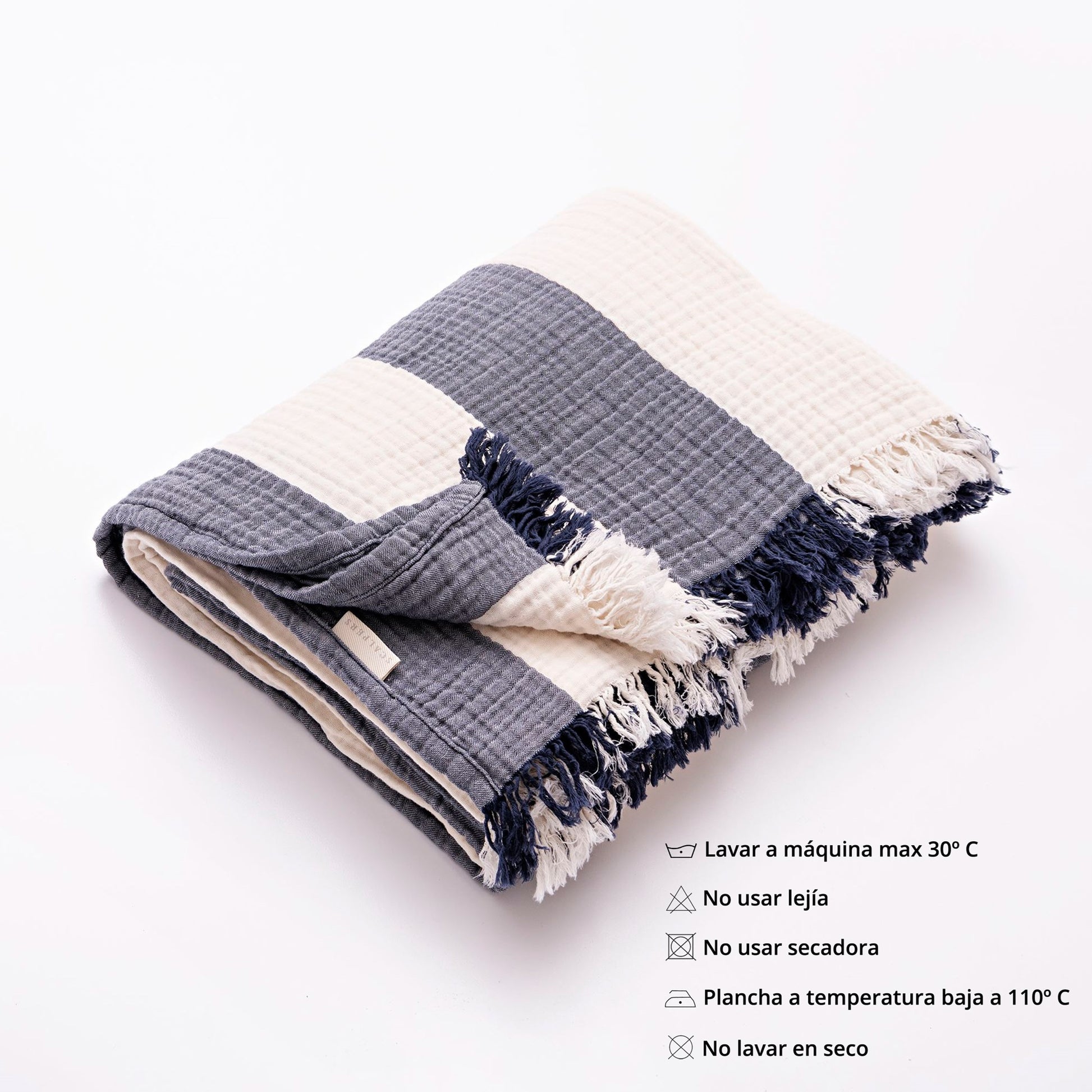 Manta Rayas 140x190cm 100% Algodón 240gsm Navy Mediterranean Scalpers Home